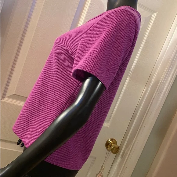 Love Nation Magenta Ribbed Short Sleeve Top - Picture 5 of 10